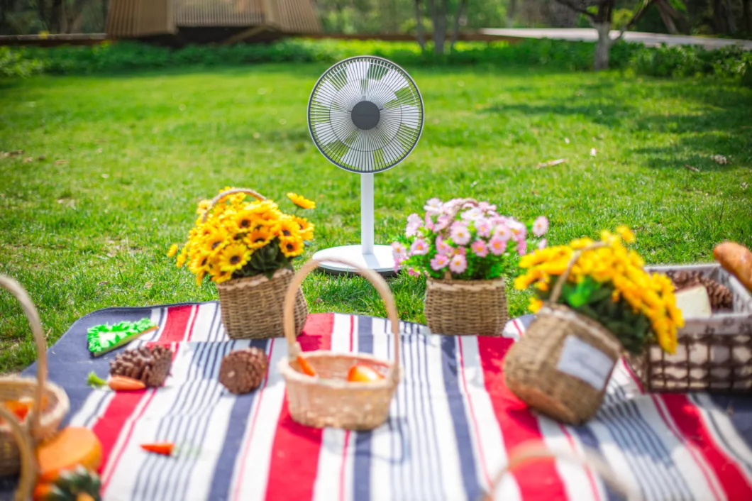 DC Electric Pedestal Table Fan - Oscillating Standing Fan with Built-in Powerful 4 Speed Settings - Adjustable Height and Tilt - Quiet Working Motor Stand Floor