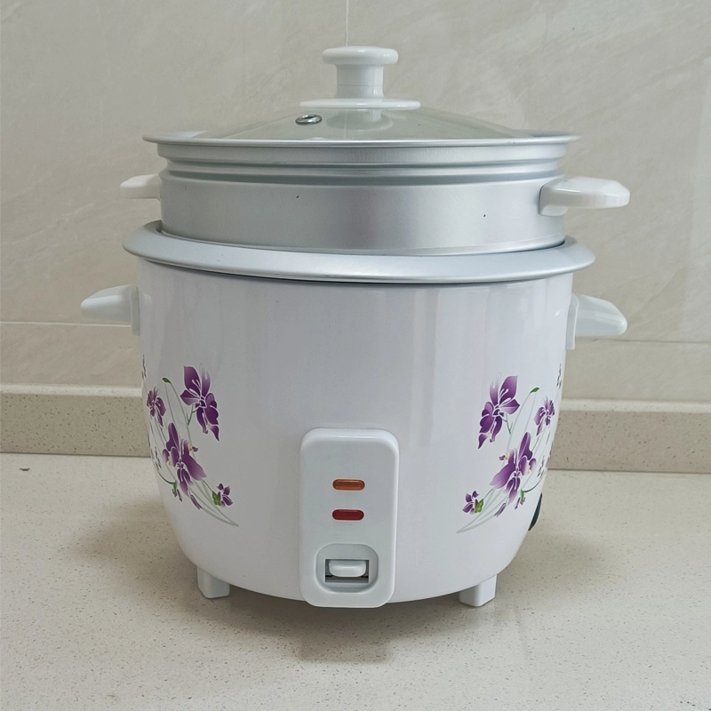 OEM Nepal Pakistan Popular White Printing Flower 1.5L Drum Rice Cooker