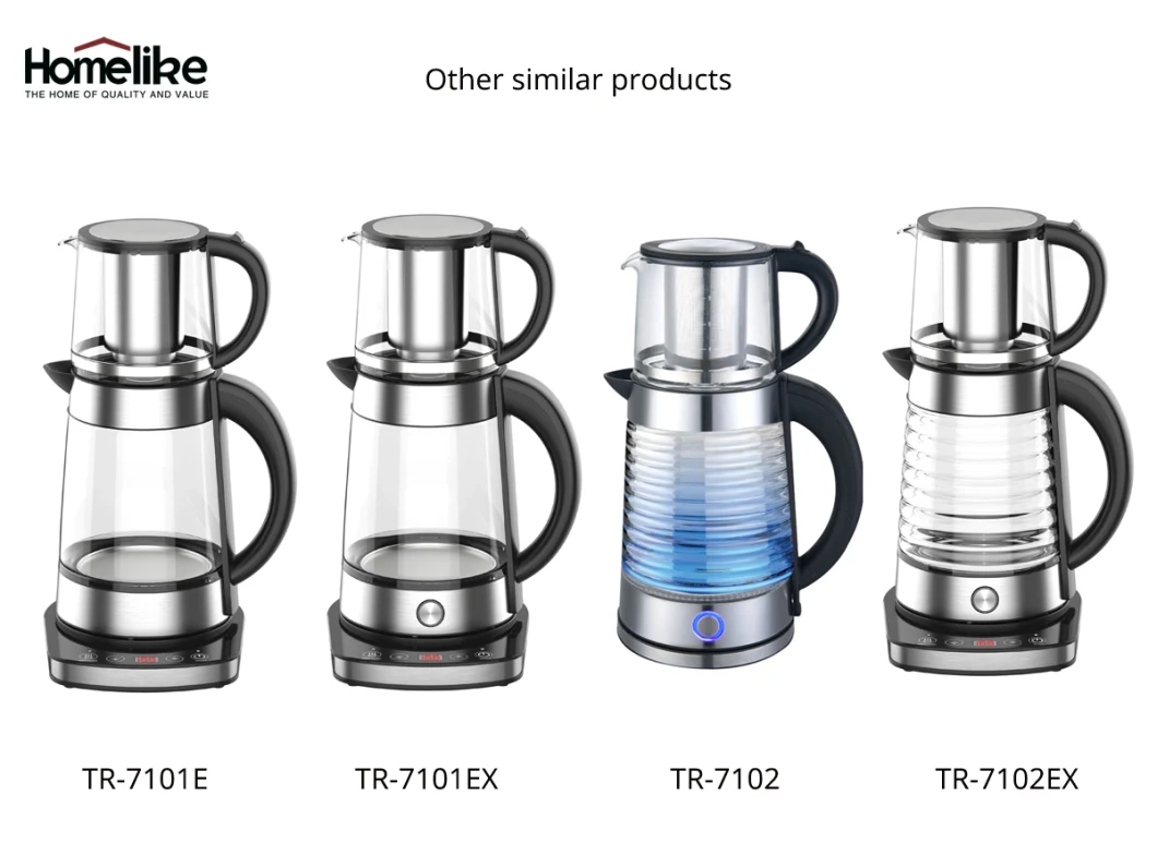 Portable Household Appliance Electric Automatic 1.7L Glass Kettle with Ceramic Tea Pot Tea Maker Machine