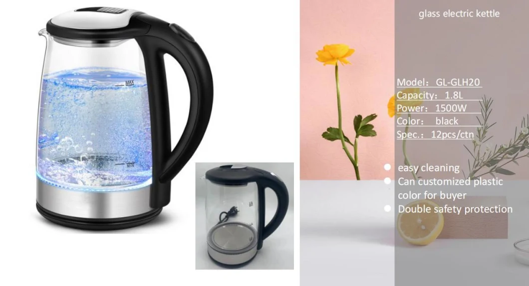 1.2L 1.8L Glass Electric Kettle for Fast Boiling Water for Kitchen Appliance