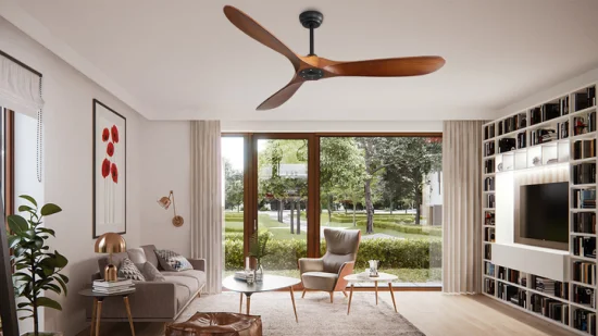 2023 Newest 5 Fan Speed BLDC Wood Ceiling Fan with Remote